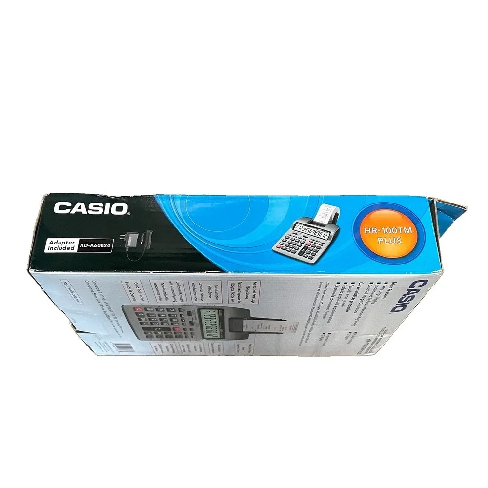 Casio HR-100TM Plus Desk Top Printing Calculator with Adapter XL Display NEW